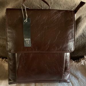NWT, latico brown leather backpack, silver hardware.